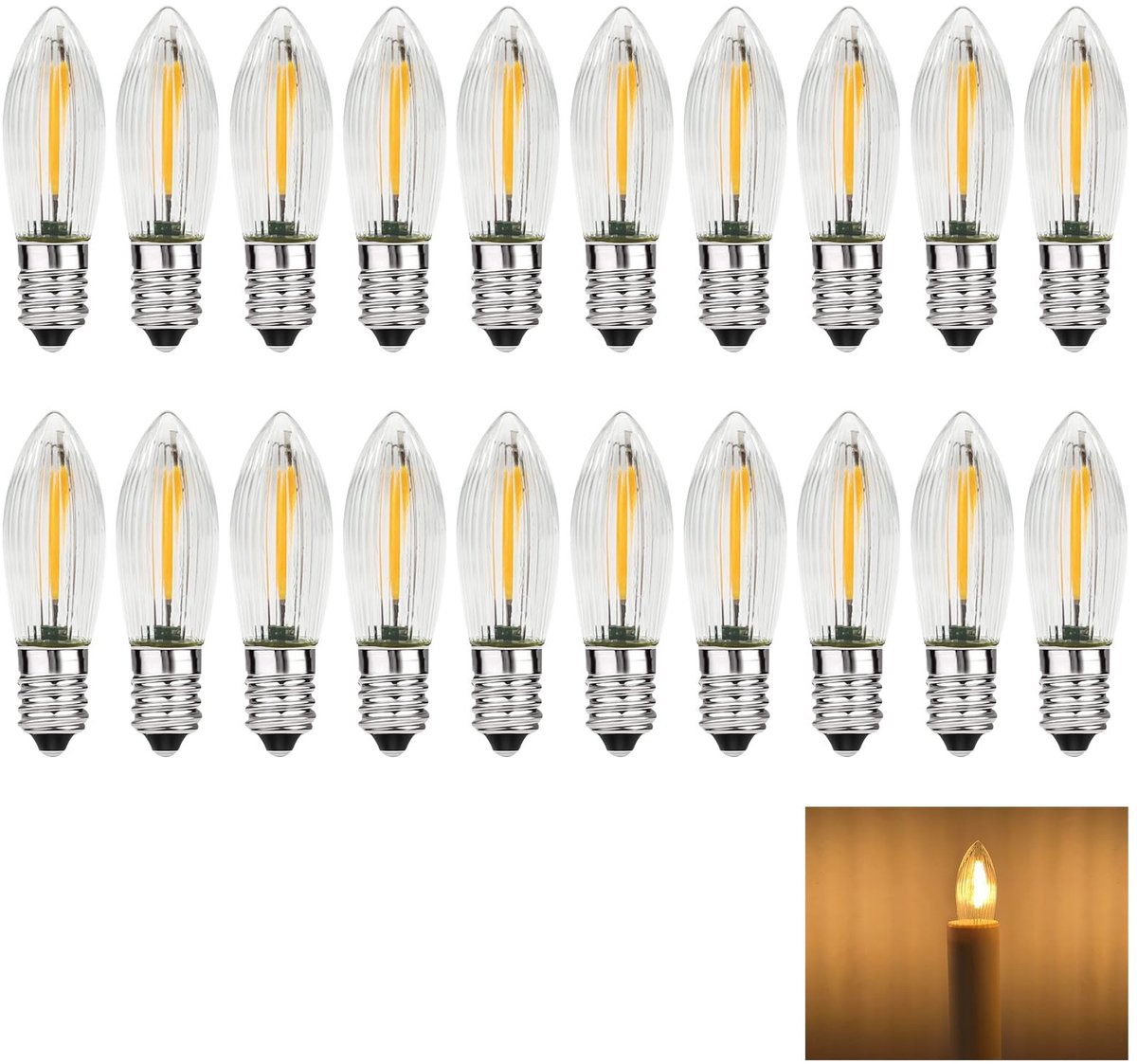 Solidchoice - Set van 20 E10 LED Kaarslampen Warm Wit