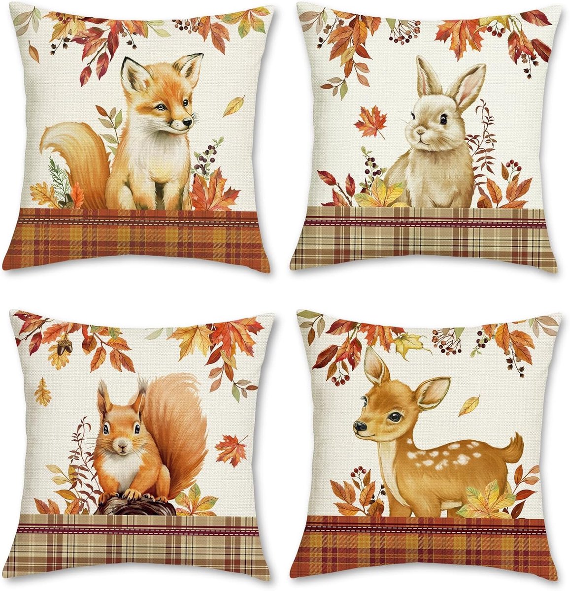 Decoratieve Kussenhoezen 45 x 45 cm - Dierenmotief - Polyester Linnen - Perfect voor Sofa of Bed - ShopVlot
