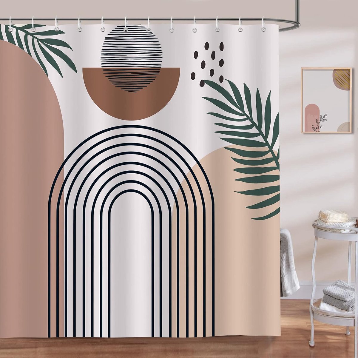 Douchegordijn 180x180cm - abstract boho arch - waterdicht - modern design voor badkamer - ShopVlot
