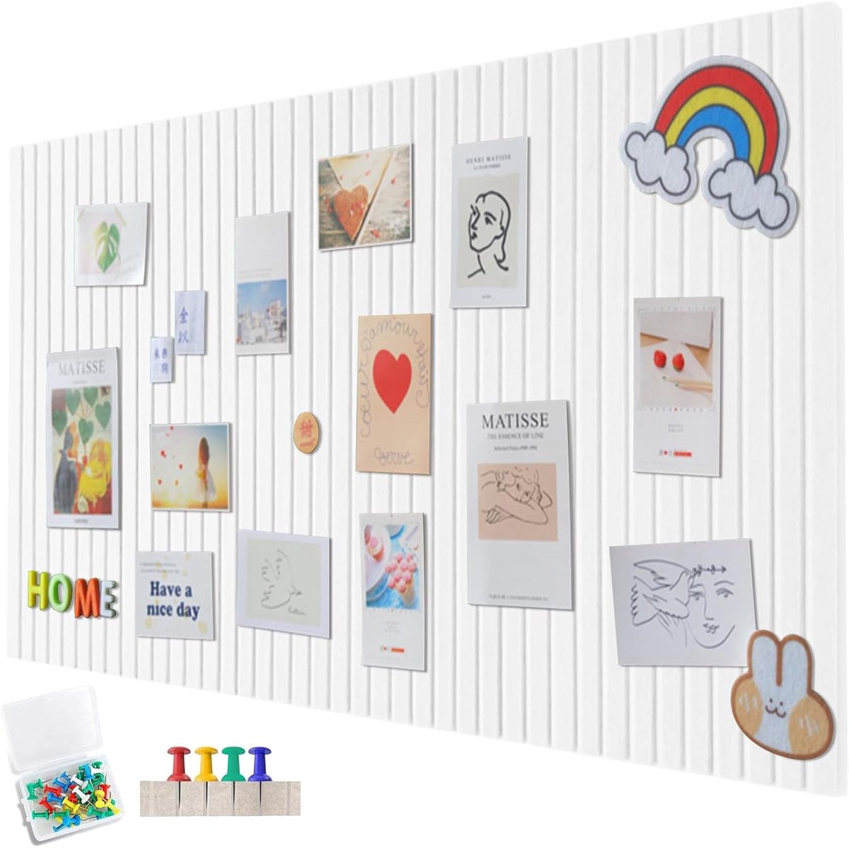 Pinbord 90 x 60 cm - Decoratief kurk en vilt - Vouwbaar fotobord - Ideaal voor persoonlijke moodboards - ShopVlot