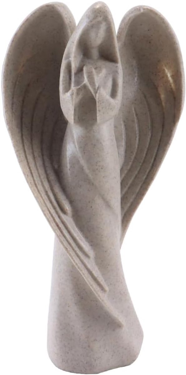Engelbeeld 22 cm - Zandsteenstructuur - Gebed met gevouwen handen - Ideaal als herdenkingsgeschenk - ShopVlot