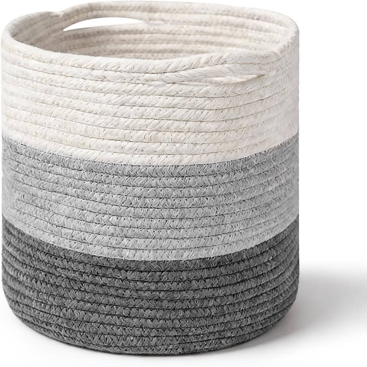 Wasmand met Handvatten - Gevlochten Katoenen Opbergmand - Tricolor - Ideaal voor Kleding en Speelgoed - ShopVlot
