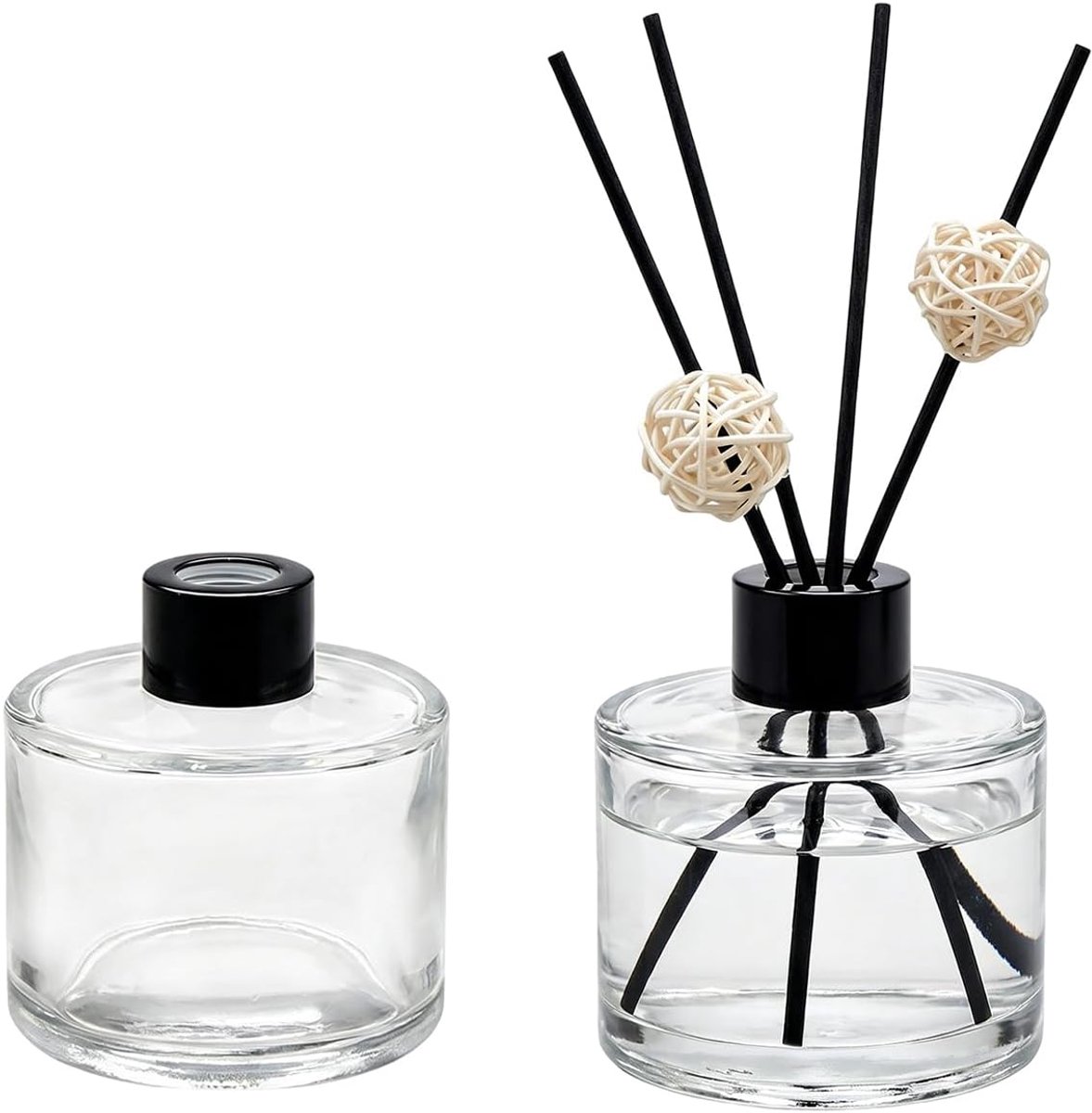 Diffuserflessen 50ml - Glazen flessen met zwarte dop - Stevige basis - Perfect voor essentiële oliën - ShopVlot