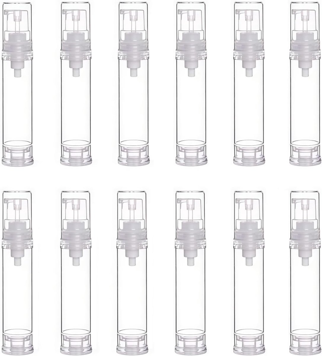Airless pompflessen 10ml - 12 stuks - herbruikbaar en veilig - ideaal voor cosmetica - ShopVlot