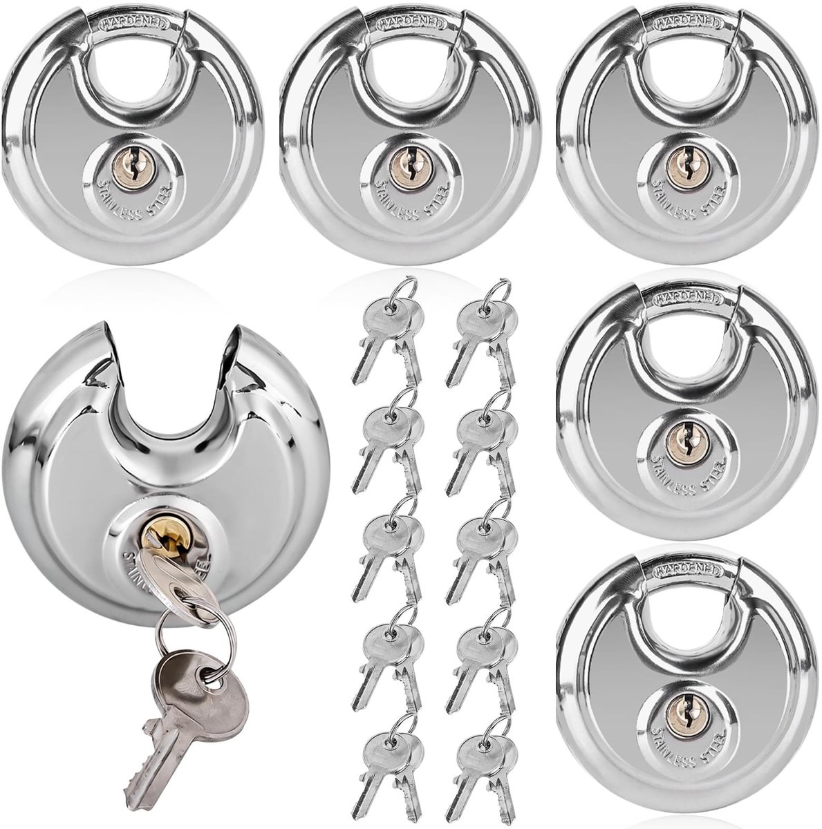 Solidchoice - Ronde Hangslot met Sleutels Set van 5