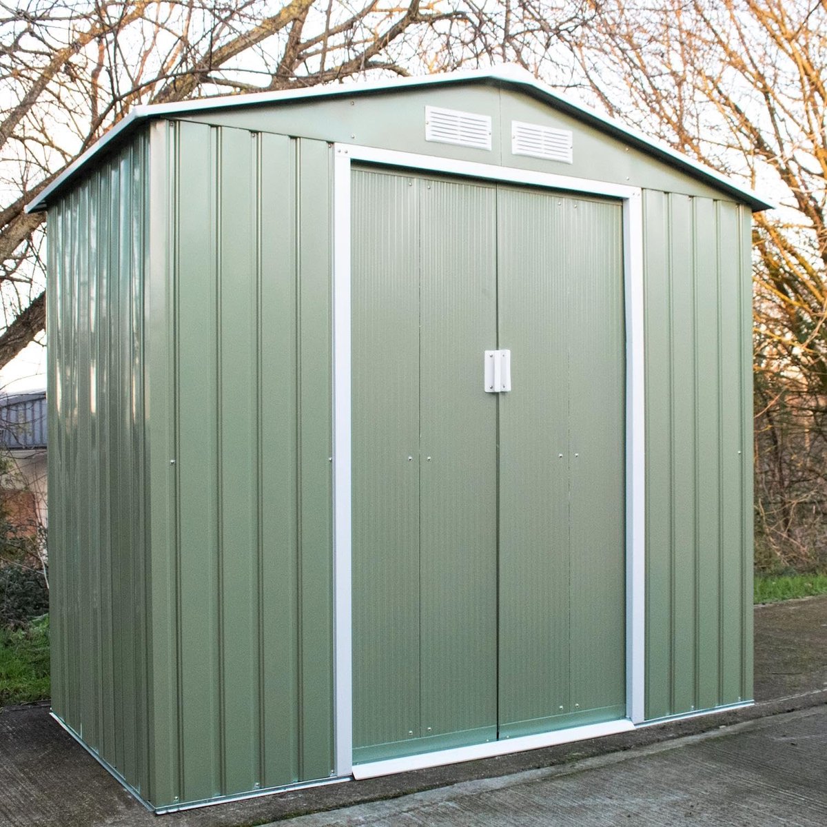 BPS® Deluxe stalen tuinschuur met zadeldak - Eenvoudige montage - Poedercoating - Vier ventilatieopeningen - ShopVlot
