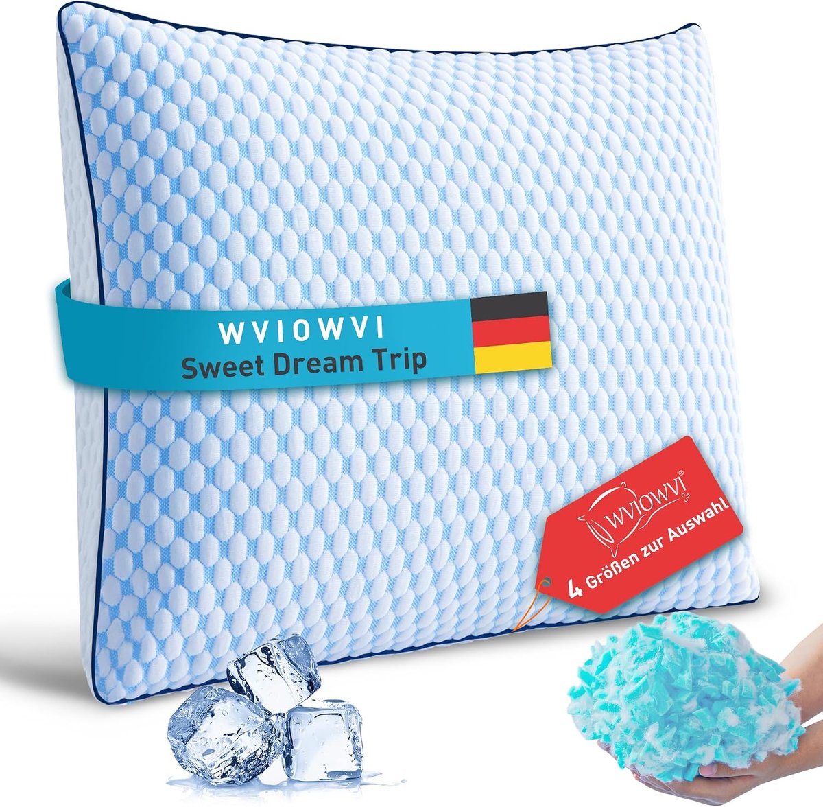 40 x 40 cm Cooling Pillow, Memory Foam Neck Pillow, Ergonomic Side Sleeper Pillow, Sleeping Pillow for Side Sleepers - ShopVlot