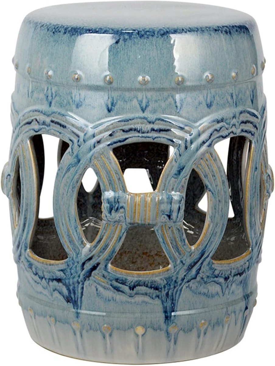 Decorative Ceramic Garden Stool, Hollow Laicai Copper Money Round Stool, Suitable for Living Room, Balcony, Garden - ShopVlot