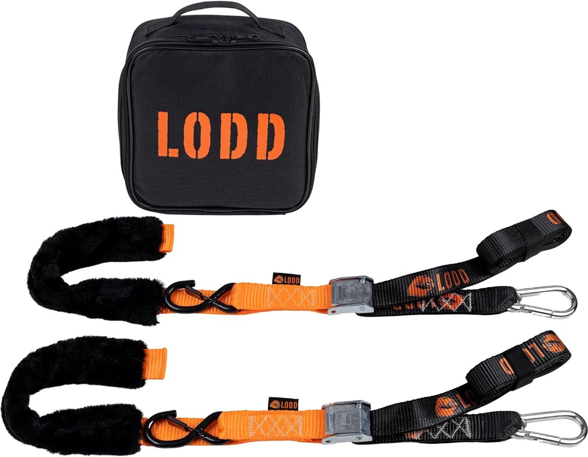LODD - Motorcycle straps, buckles with faux fur protection, robust tension straps, 1500 kg - 38 mm wide - ShopVlot