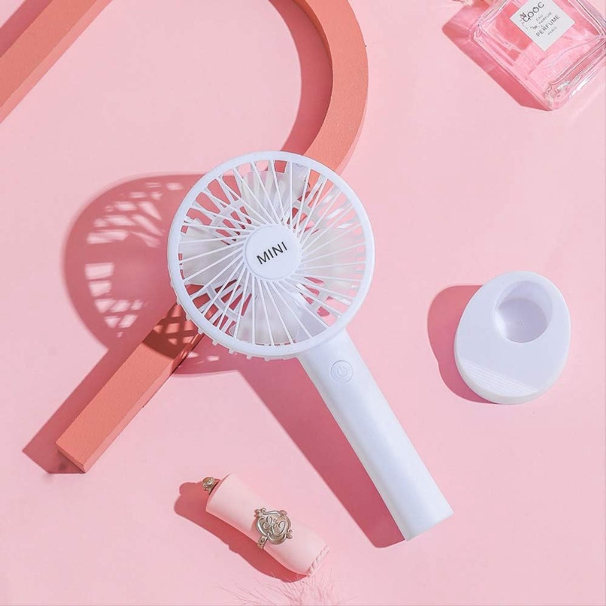 USB Charging Fan, Rechargeable Student Fan With Bottom, Folding Mini Fan, Handheld Fan Boxed White - ShopVlot