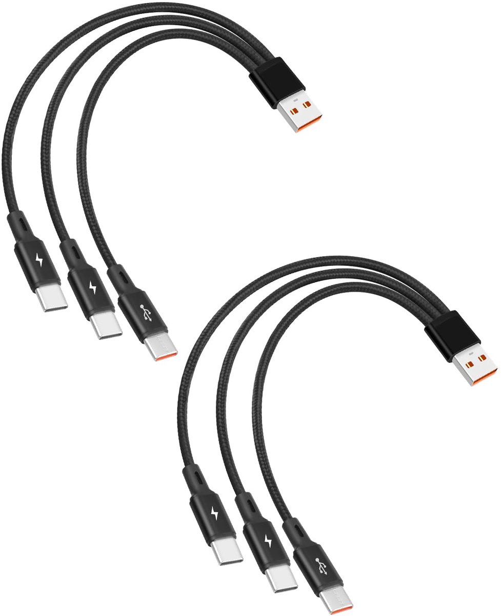 3-in-1 USB C Multi-Charging Cable Multi Charging Cable Nylon Braided for Phone, Tablet, (0.2m) - ShopVlot