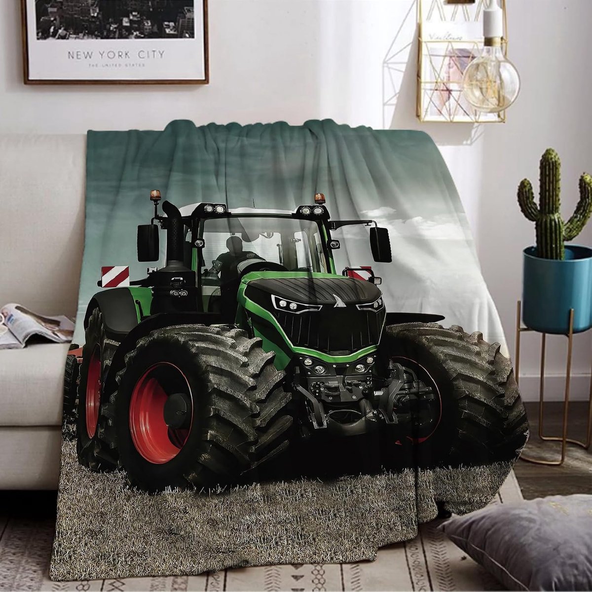 Tractor Blanket Kids Tractor Blanket Flannel Blanket Kids Blanket 3D Print Fleece Blanket Sofa Blanket Soft Warm - ShopVlot