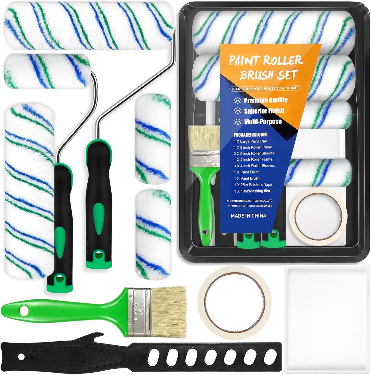 12pcs Paint Roller Set, Paint Roller Wall Paint, Painting Accessories, Professional Paint Set, Paint Roller Comes with - ShopVlot