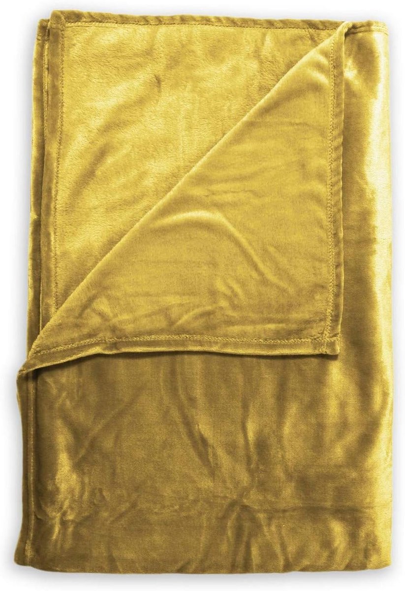 Zo Home Flannel Fleece Plaid Cara - honey gold - 140x200 - ShopVlot
