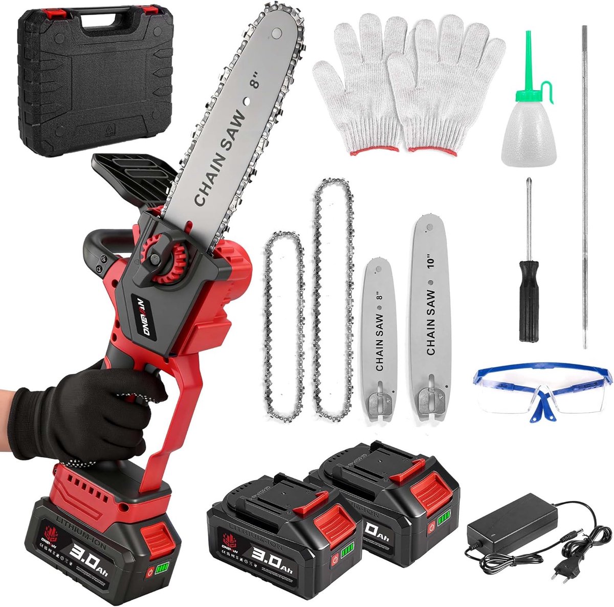 ONEVAN 2-in-1 cordless chainsaw with 8 in and 10 in (8 & 10 inches), brushless motor, 700 W, electric chain saw with - ShopVlot