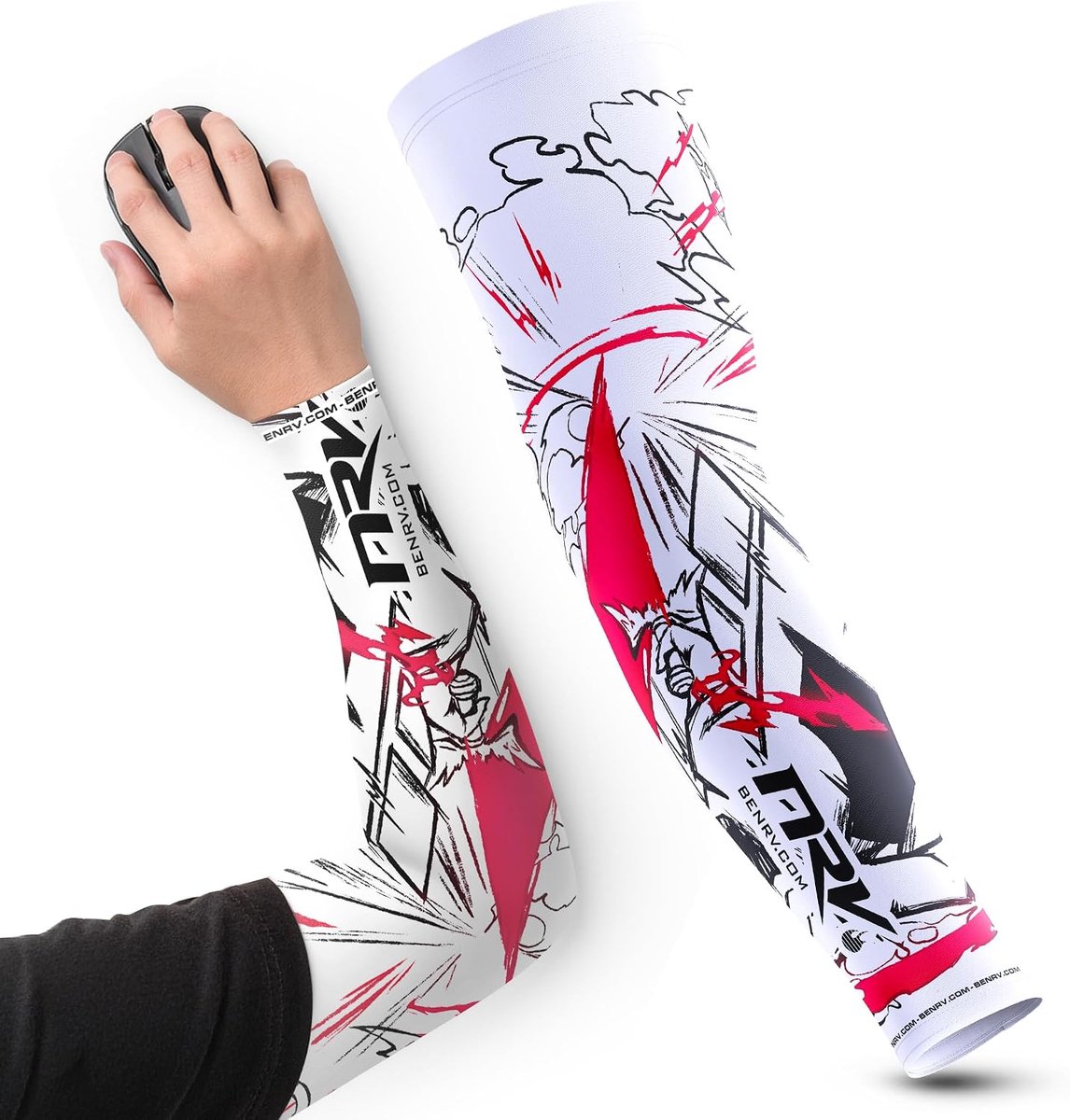 NRV Team HEROIC Gaming Cuff Comfort and Control Anti-Friction Esport Design White and Red Size S to 3XL - ShopVlot