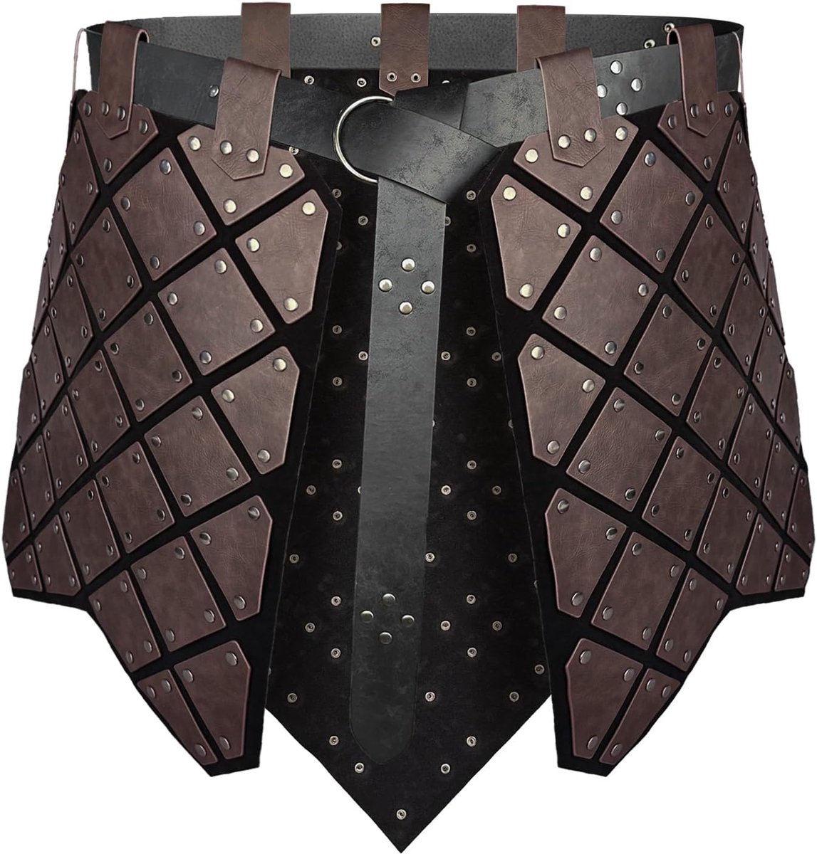 HiiFeuer Medieval Faux Leather 3PC Waist Armor with Belt, Medieval Cosplay Thigh Harness, Mercenary&Knights Skirt - ShopVlot