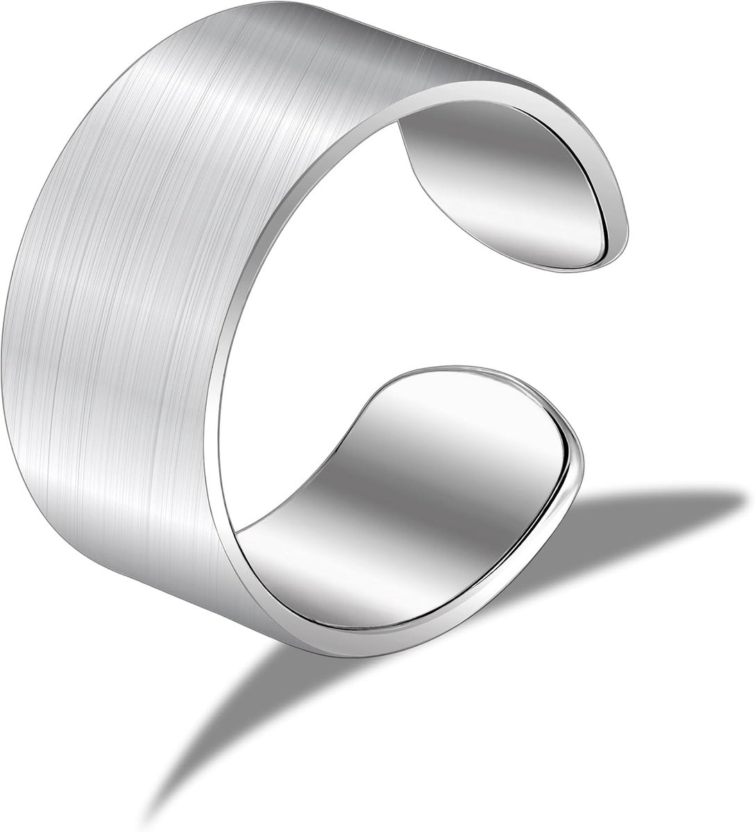 ALEXCRAFT S925 Chunky Ring Silver Matte Brushed Ladies Men Open Adjustable Gifts for Women, Girlfriends, Moms - ShopVlot
