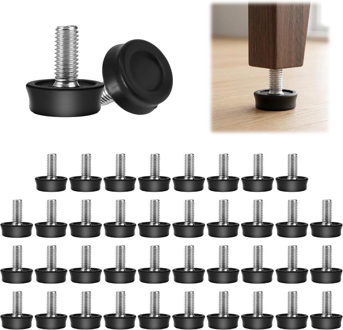40 stuks stelvoeten M8, diameter 20 mm, verstelbare nivelleringsvoetjes schroefdraad - ShopVlot