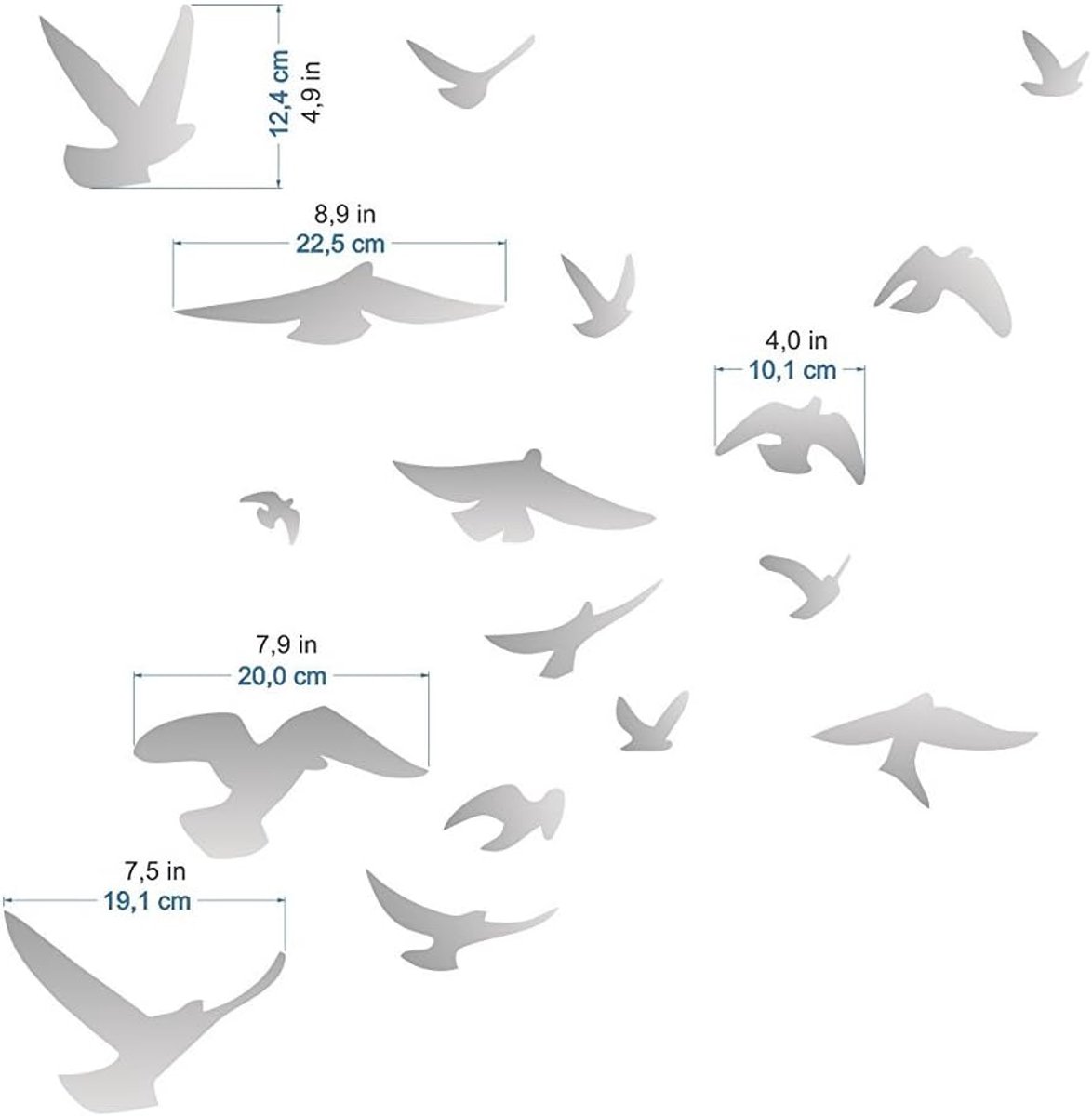 Gripping bird silhouettes, self-adhesive, available in various colours, prevents bird stroke, 17 warning birds - ShopVlot