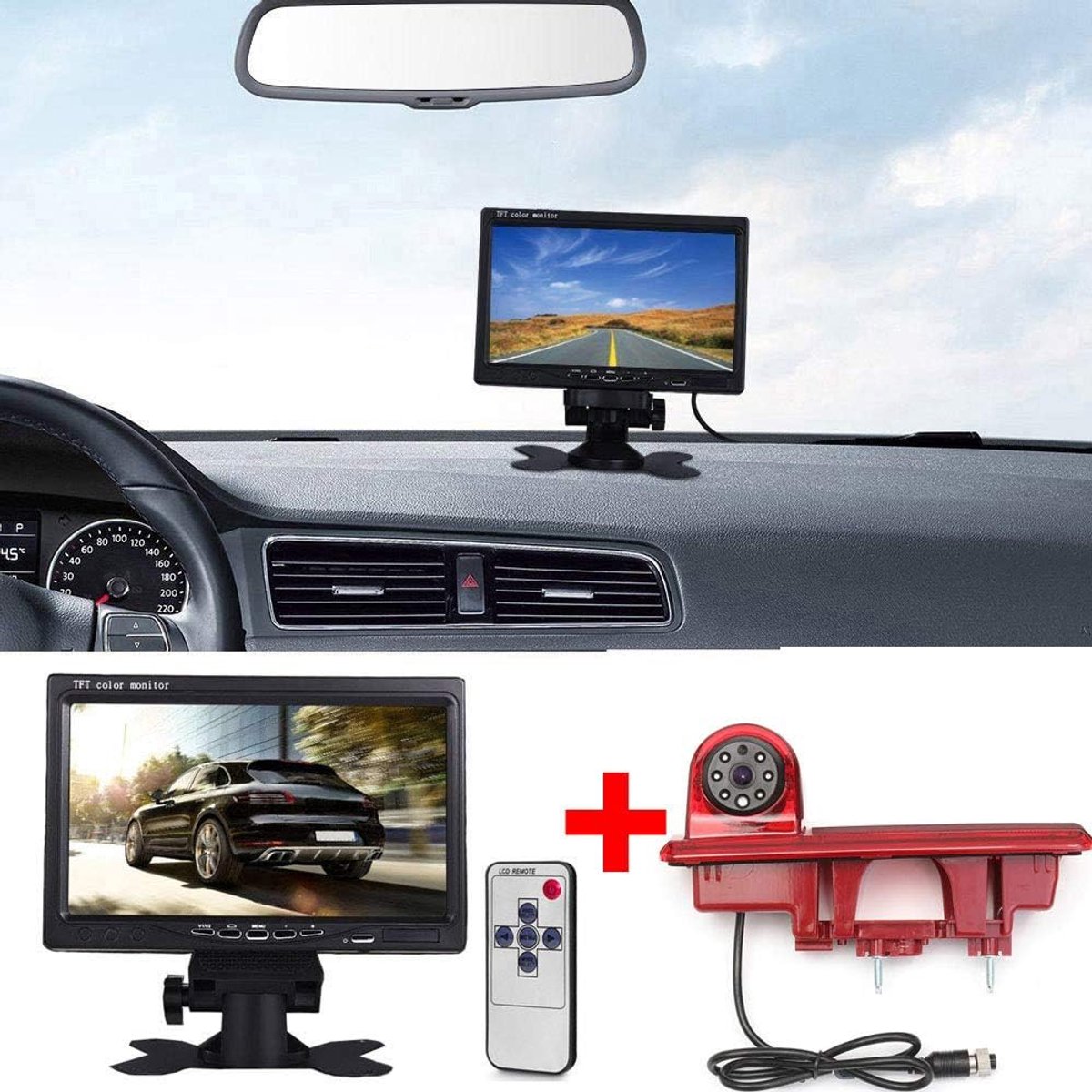 Car third roof top brake lamp camera brake light rear view support camera - ShopVlot