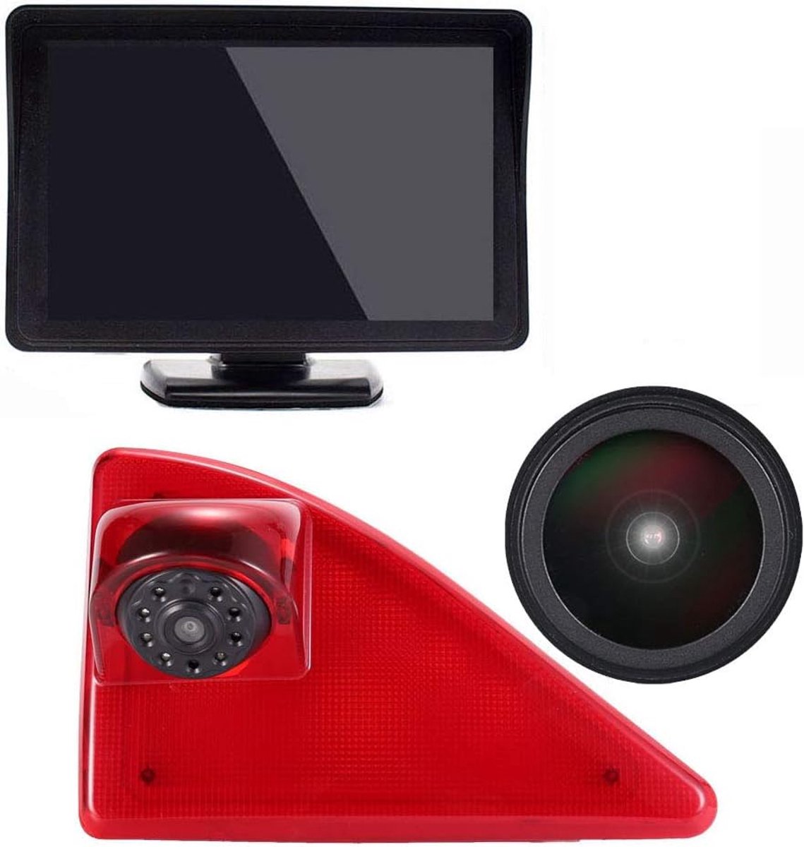 Car third roof top brake lamp camera brake light rear view support camera, 18mm camera + 4.3" TFT LCD monitor - ShopVlot