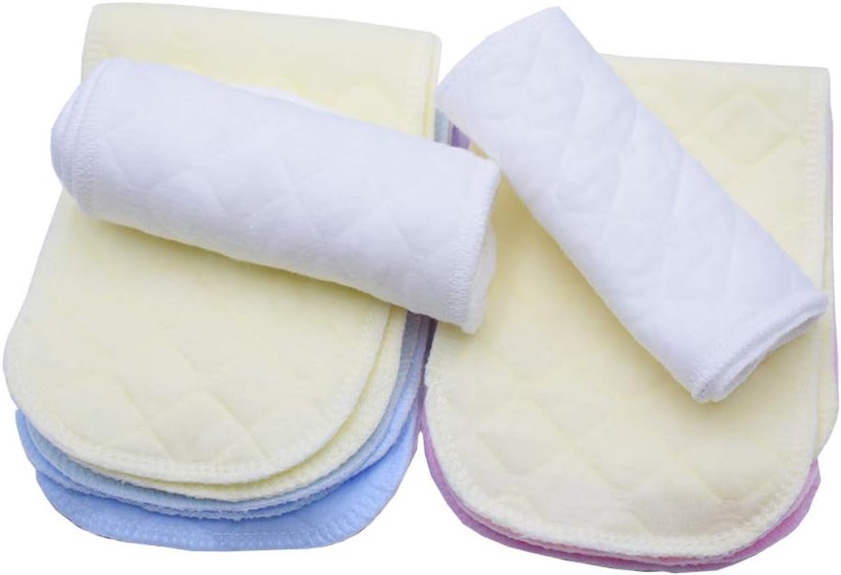 12Pcs Breathable Cotton Diaper, Newborn Baby Reusable Washable Cloth Pads Baby Soft Insert Diaper (3 Layers 32 * 12cm) - ShopVlot