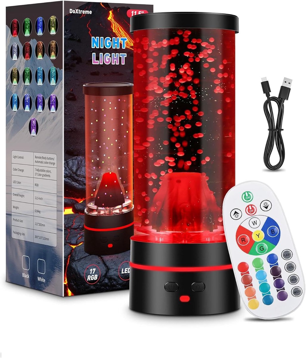 Liquid Motion Table Lamp, 17 Colours and Remote Control, Black - ShopVlot