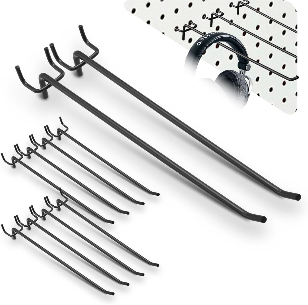 Yitexin 10pcs 9.8 inch metal pegboard hooks, peg board hooks for hanging, garage peg board tool hangers racks - ShopVlot