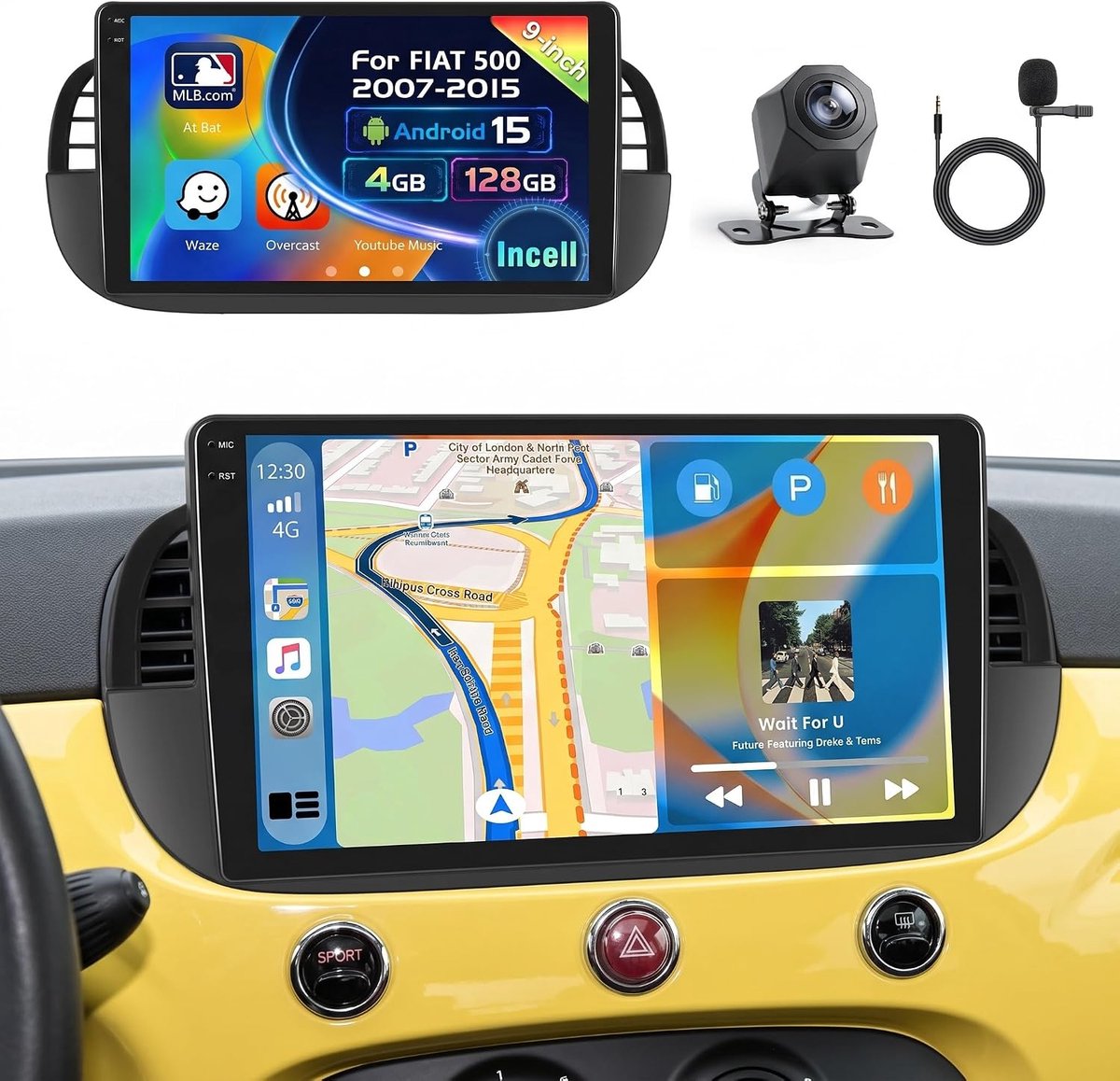 Auto Radio 9" Touch Screen - 4G+64G - Draadloze CarPlay & Android Auto - GPS Navigatie en Bluetooth - ShopVlot