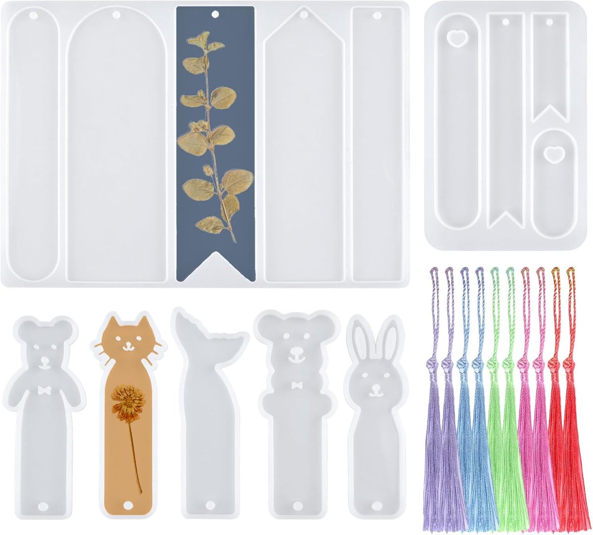 Silicone resin mallen 7-delig - UV hars boekenlegger set - dieren en rechthoekige vormen - perfect voor DIY projecten - ShopVlot