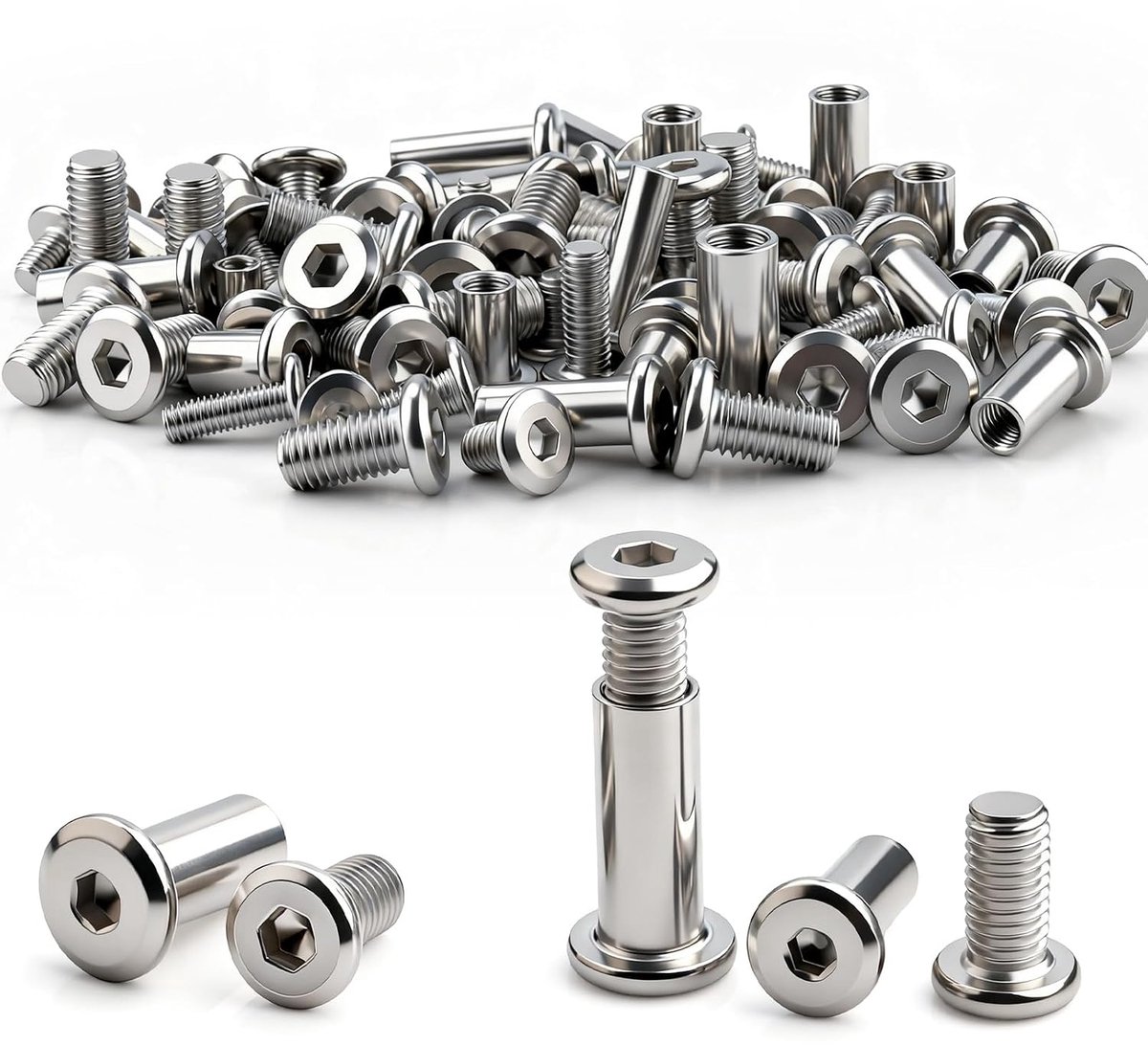 Hülsenschroeven M4x20mm - RVS A2 - 50 Stuks - Ideaal voor meubels en DIY-projecten - ShopVlot