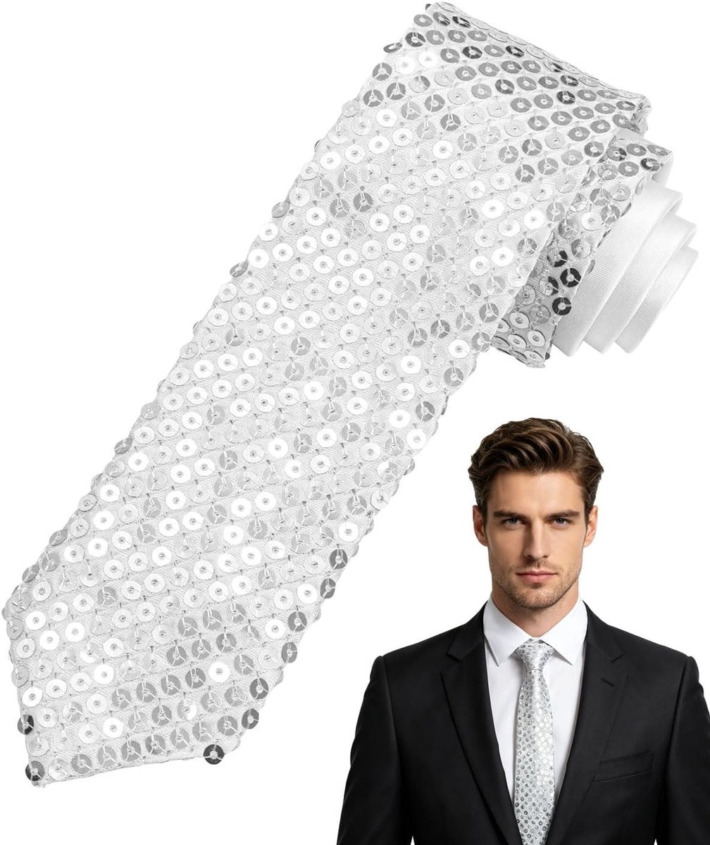 Stijlvolle Pailletten Krawatte voor Volwassenen, Perfect voor Feestjes, Karneval en Mottoparty's, Glanzend Accessoire voor Kostuums