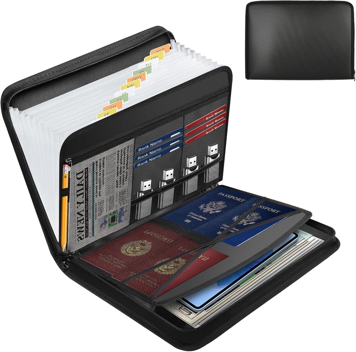 Documentfolder A4 - Vuurvast - 13 Compartimenten - Ideaal voor paspoort en documenten - ShopVlot