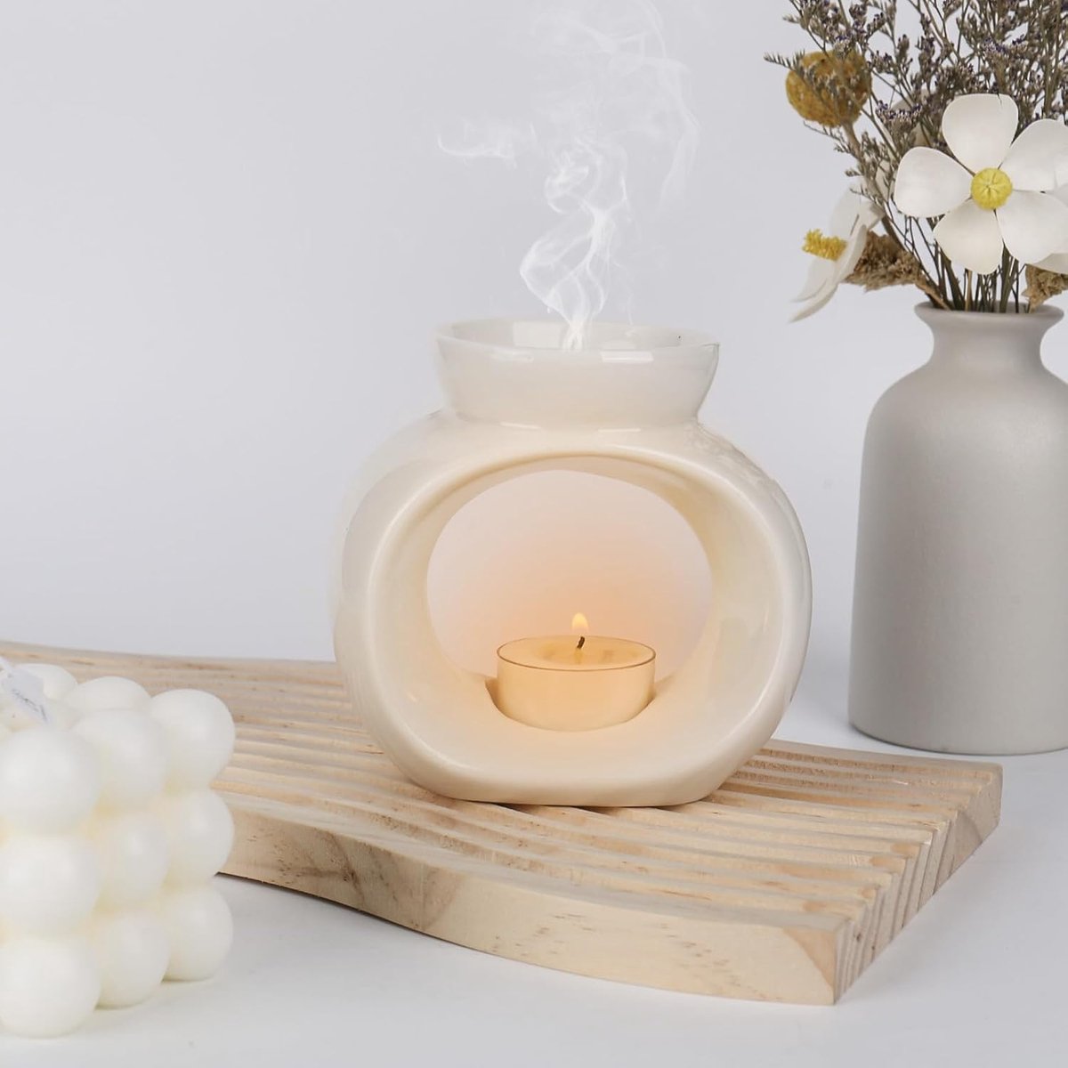 Aromalamp keramisch wit - geurverspreider - elegant design - creëert sfeer - ShopVlot