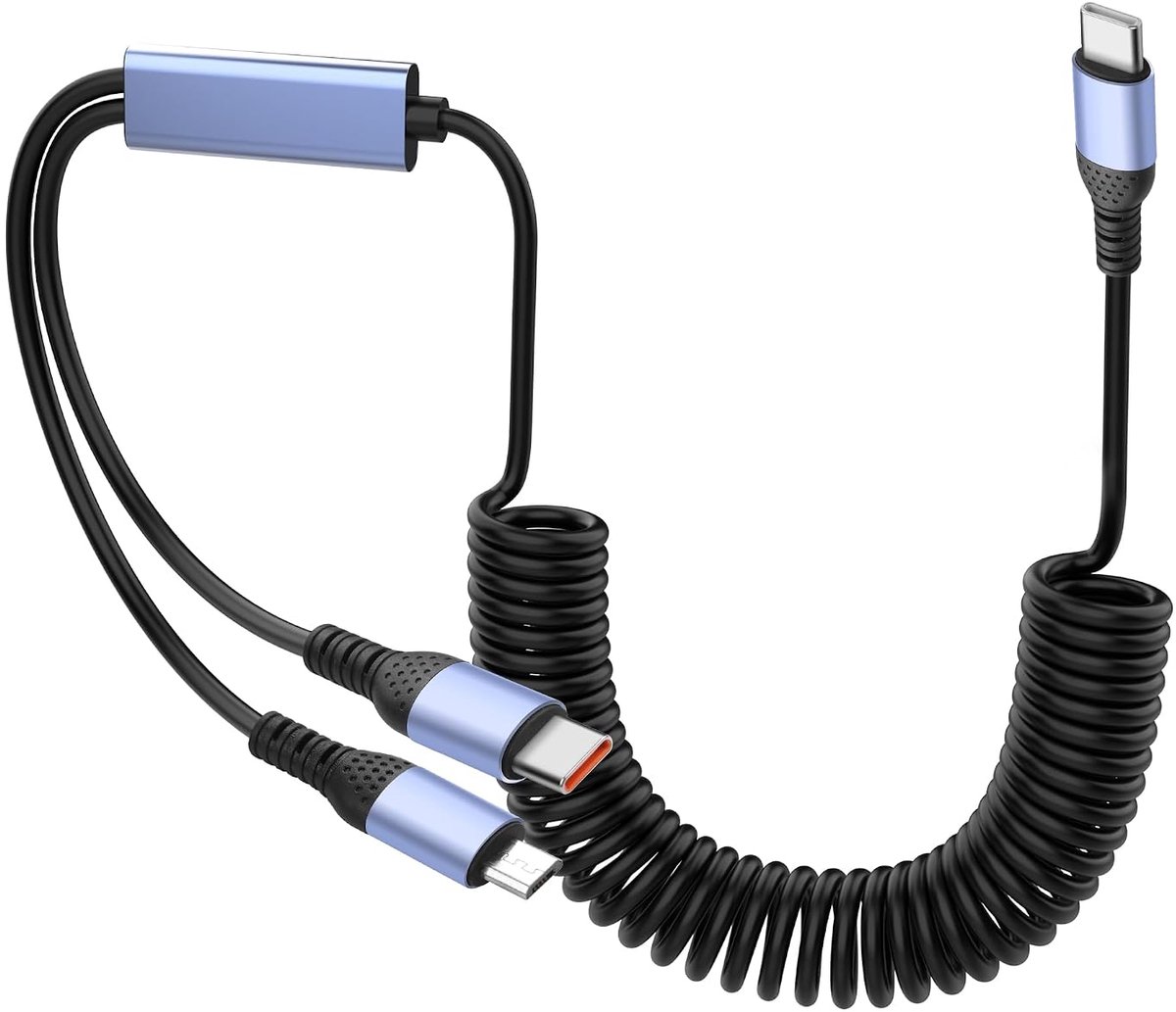 USB oplaadkabel 2-in-1 - retractabel ontwerp - 66W snel opladen - multi-device gebruik - ShopVlot