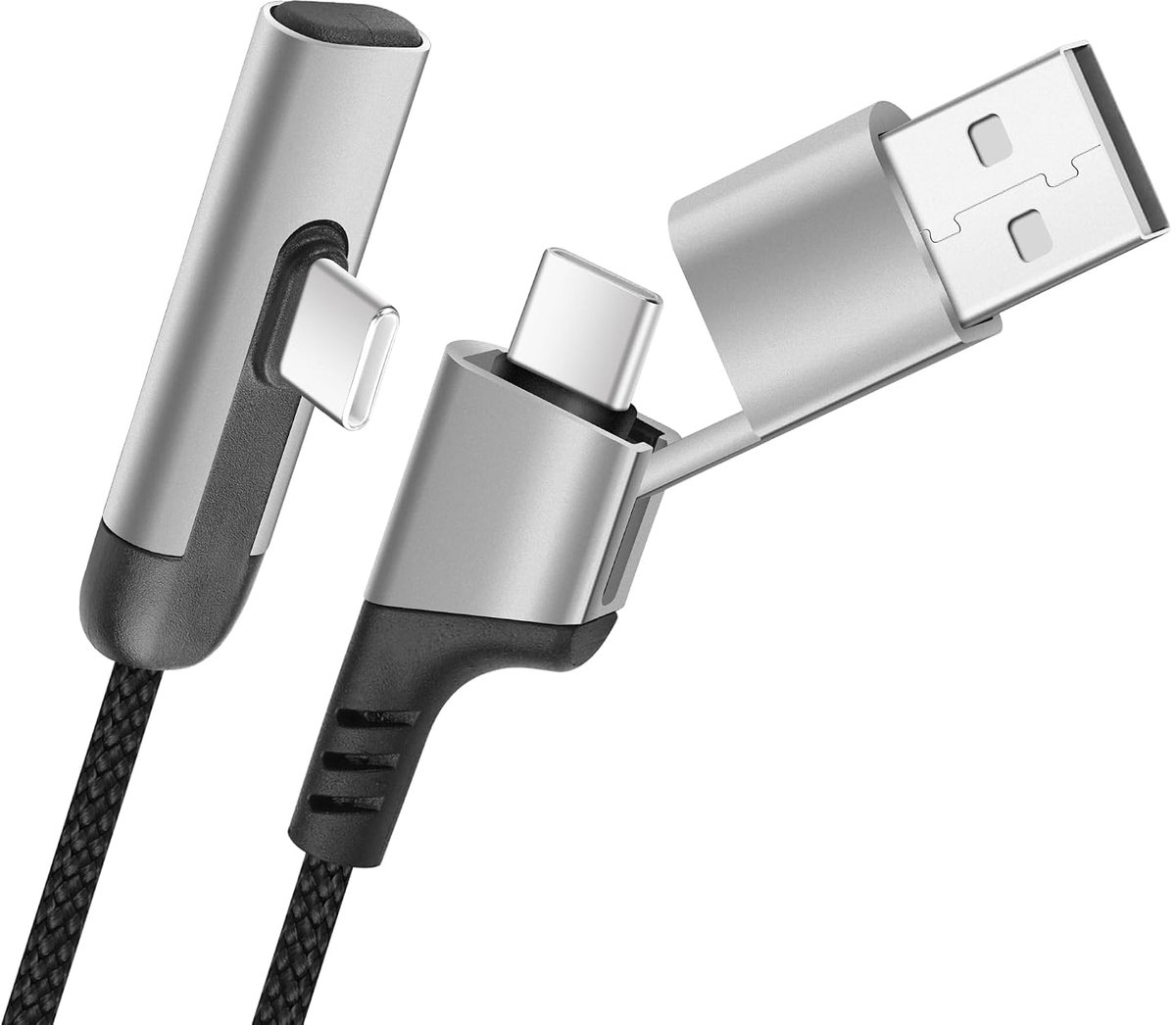 USB C Kabel 2-in-1 1m - 90° Plug - 100W PD, LED Display - Ideaal voor Smartphone en Tablet - ShopVlot