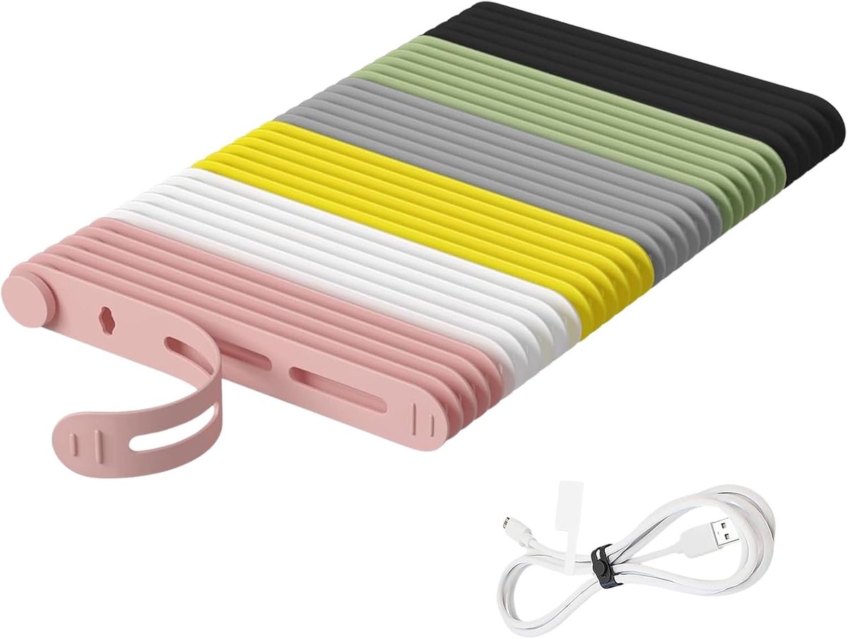 Silicone kabelbinders 30 stuks - kleurrijke silicone - herbruikbaar - ideaal voor kabelbeheer - ShopVlot