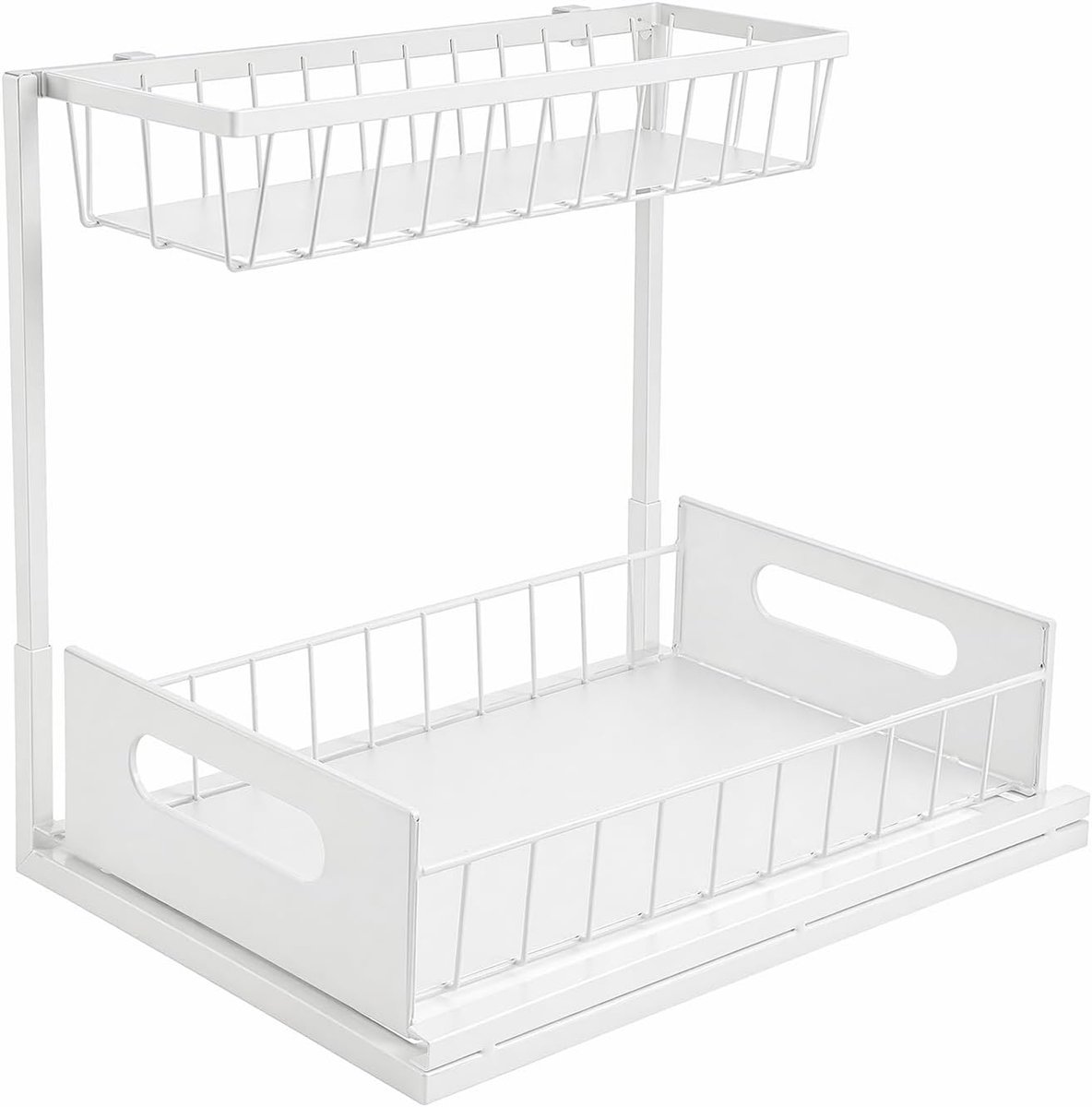 Organizer voor gootsteen 36 x 27 x 28 cm - metaal - uittrekbaar rek - ruimtebesparend voor keuken en badkamer - ShopVlot