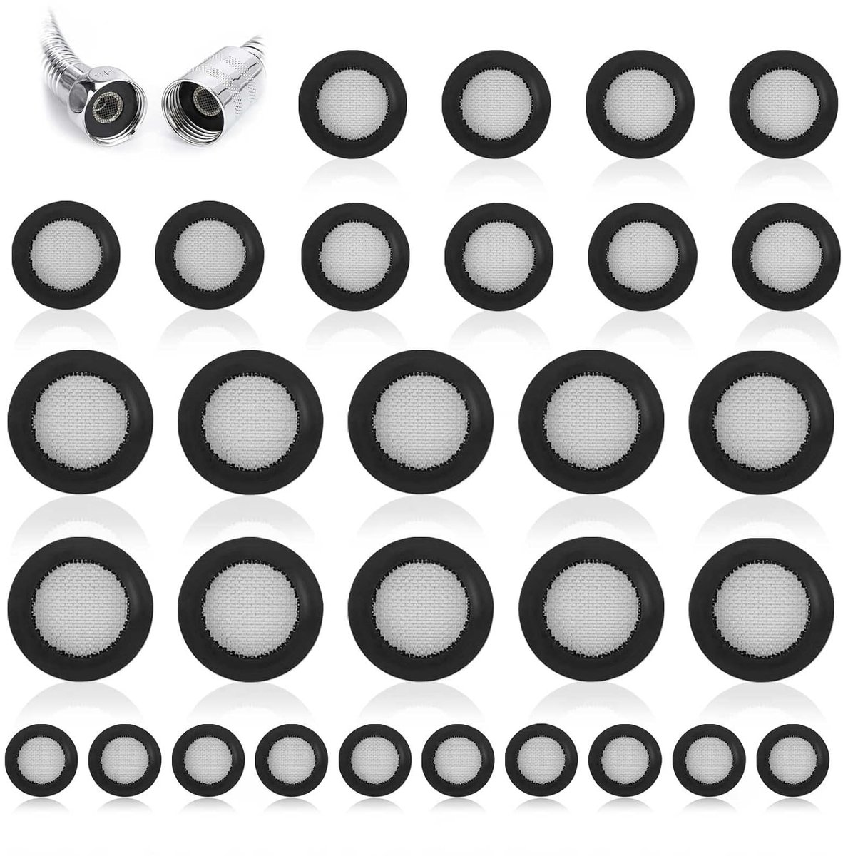 Sealing Rings 30 Stuks - Rubber met RVS Vlechtwerk - Voor Douche en Kranen - Effectieve Waterbesparing - ShopVlot
