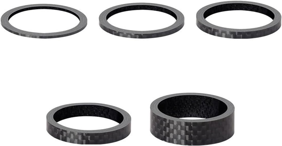 Fiets headset spacer 5-delig - 1/2/3/5/10mm - 3K carbon - voor optimale hoogteverstelling - ShopVlot