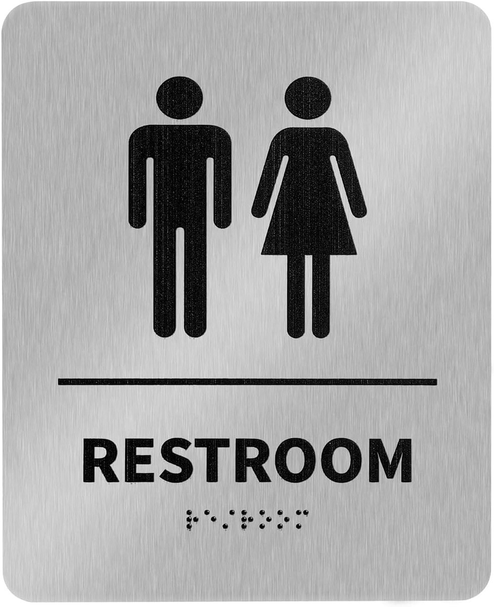 Toiletbord 15 x 20 cm - geborsteld roestvrij staal - zelfklevend - duidelijke indicatie voor gasten - ShopVlot