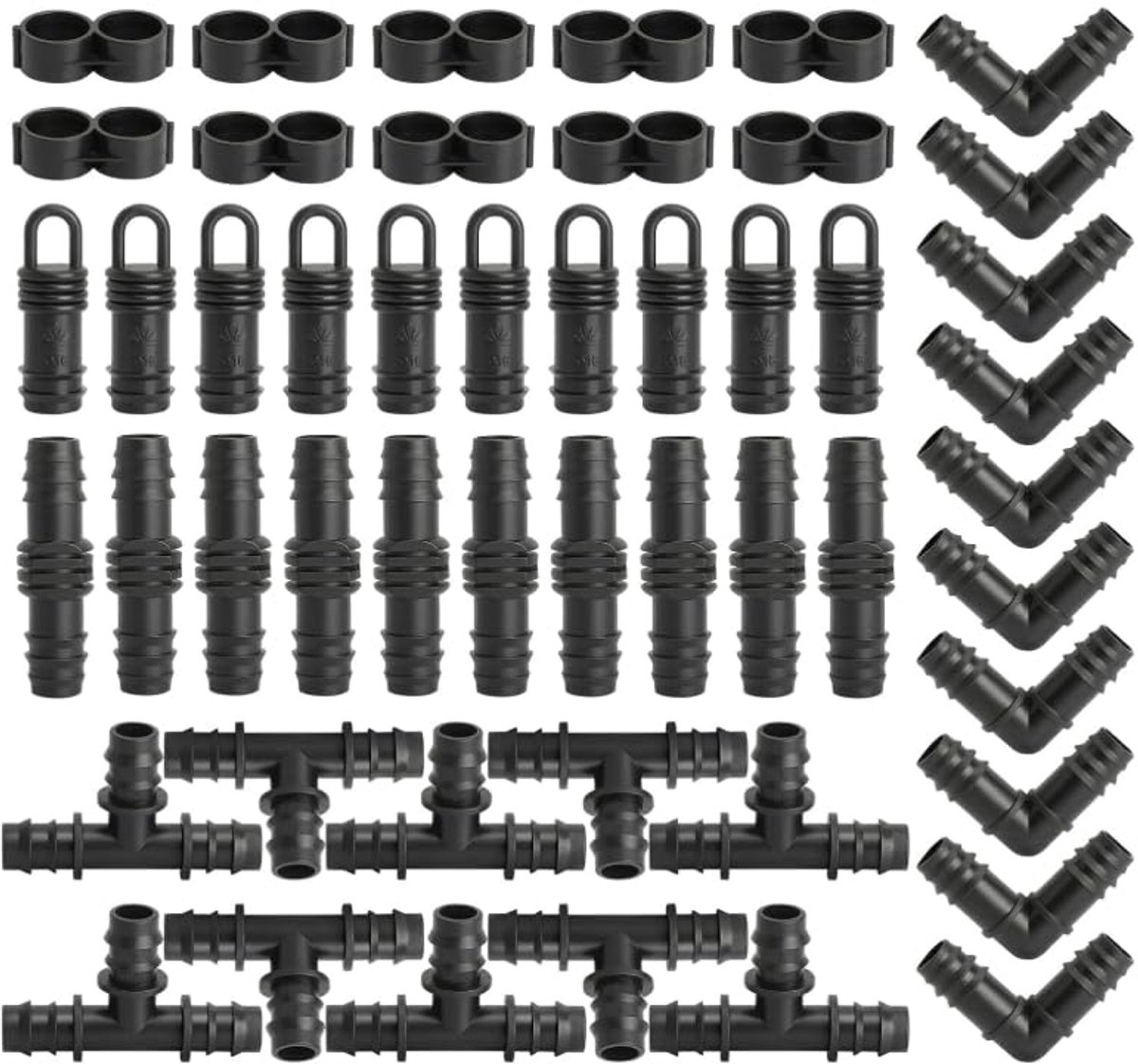 Irrigatieset 50 stuks - 16 mm slangaansluitingen - T-elleboog, eindkappen en meer - Perfect voor druppelirrigatie - ShopVlot