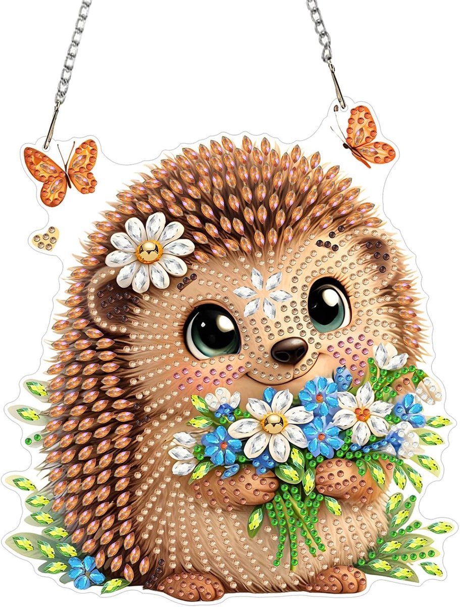 Diamant schilderij hangornament - schattige egel - 5D bloemen ontwerp - creatieve decoratie voor huis en tuin - ShopVlot