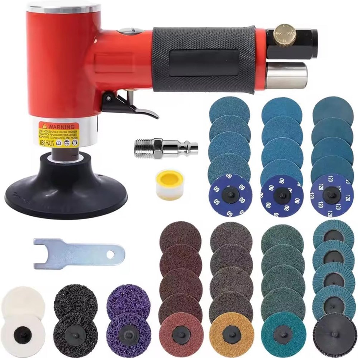 Luchtschuurmachine 7,6 cm - perslucht - 90 graden buiging - ideaal voor contourslijpen - ShopVlot