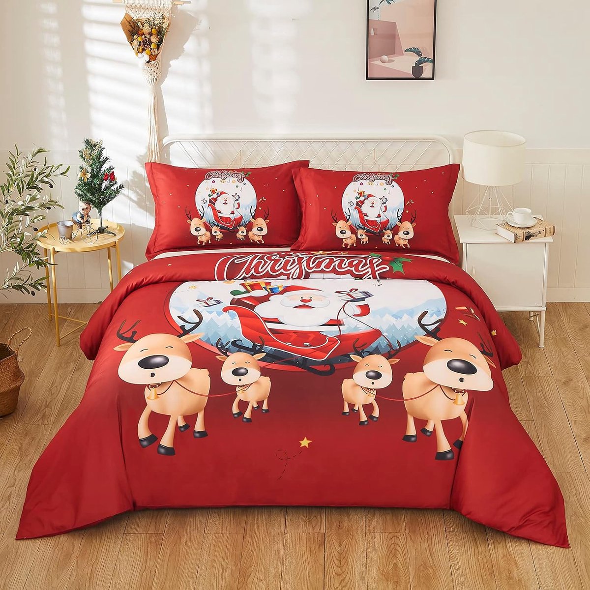Dekbedovertrek Set King 240x220cm - Microfiber - Kerstdesign - Creëer een feestelijke sfeer - ShopVlot