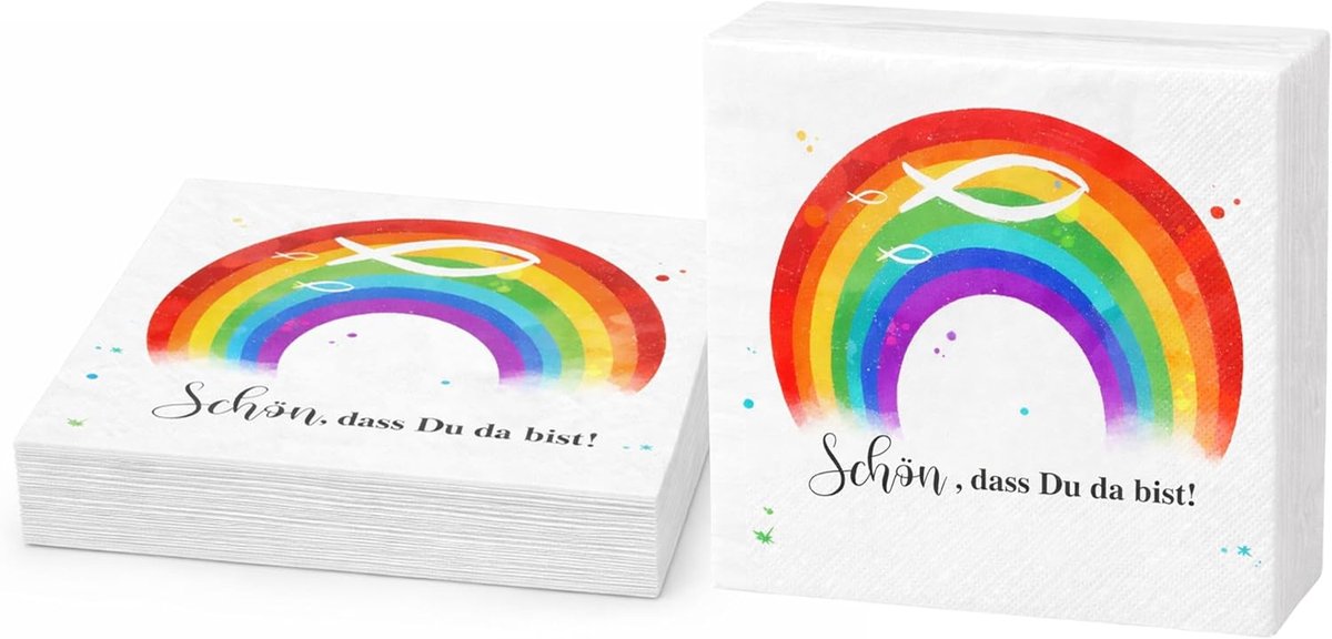 Servetten 33 x 33 cm - met vissen en regenboog - FSC-gecertificeerd - perfect voor kinderfeestjes - ShopVlot