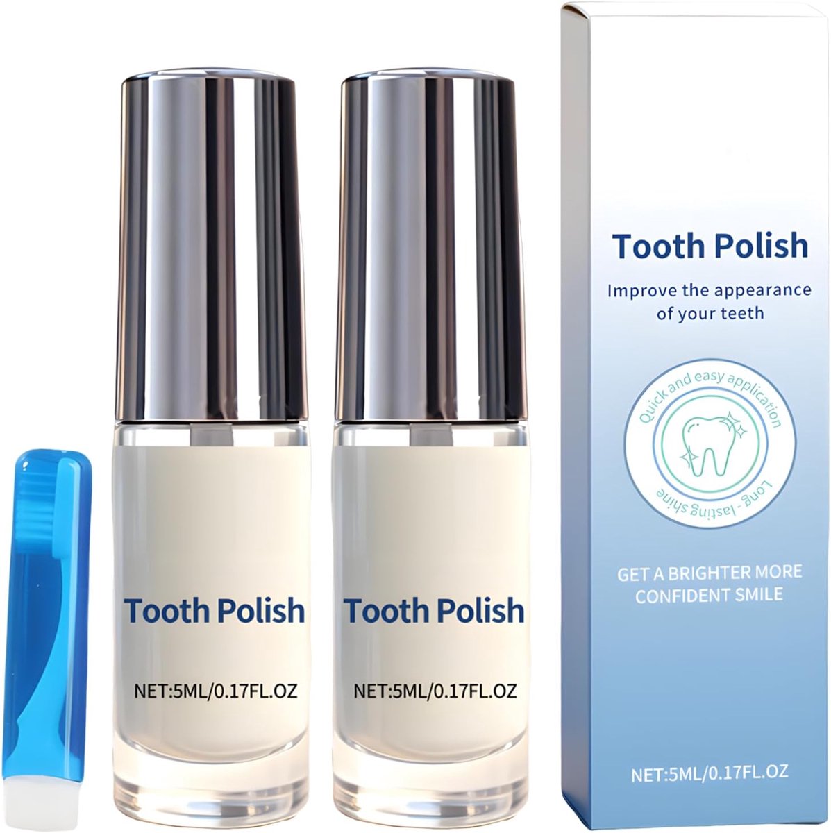 Tandpolish 2x 5 ml - Blauwe tandenborstel - Sneldrogende formule - Direct witte glimlach - ShopVlot