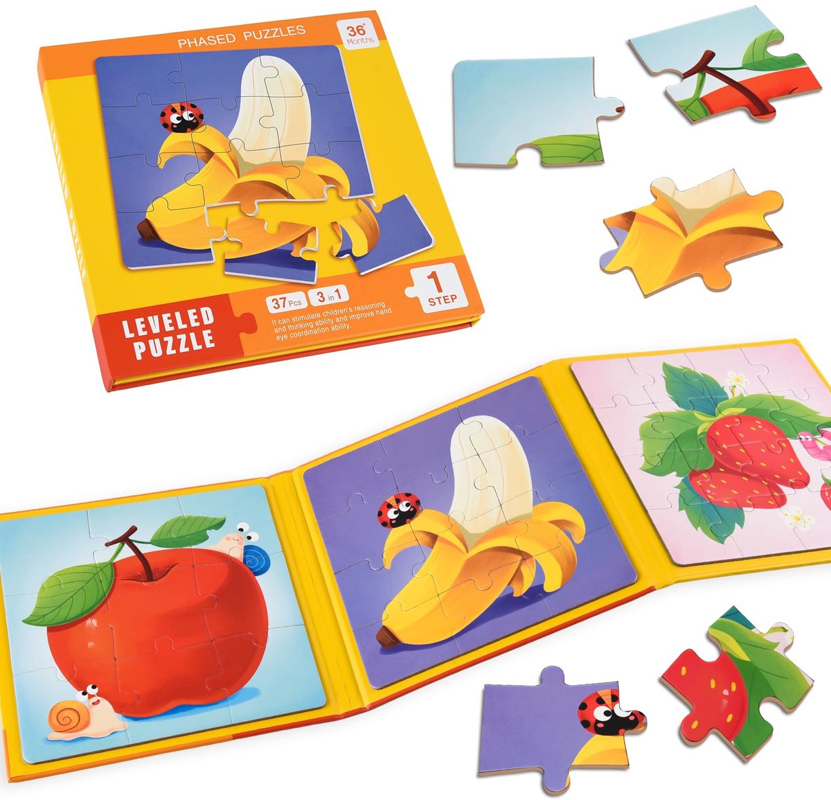Magnetische puzzels voor peuters 9-16 stuks - fruit thema - educatief speelgoed - ideaal voor roadtrip - ShopVlot