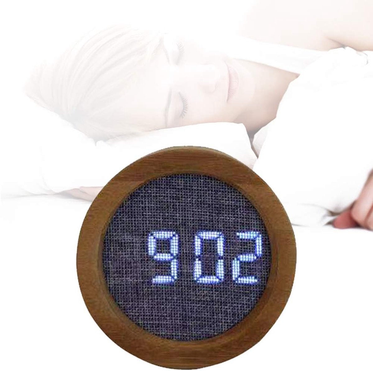 Houten Alarmklok - Kleine Digitale LED Klok - Batterijgevoede Tijd- en Temperatuurweergave - Perfect voor Kinderen - ShopVlot
